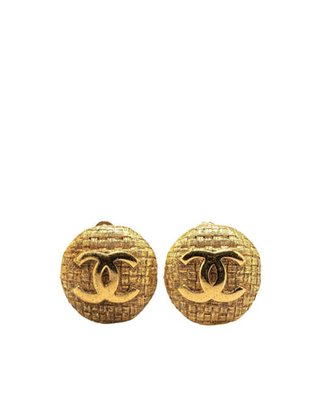 Gold Plated Clip On Earrings with CC Design