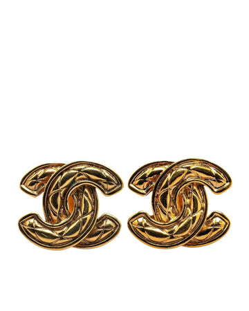 Gold Plated Quilted Clip On Earrings