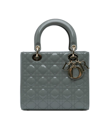 Quilted Patent Leather Lady Bag with Detachable Strap