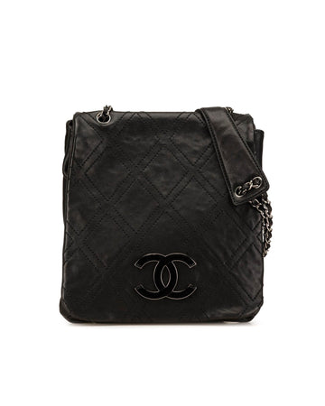 Large Calfskin Diamond Stitch Crossbody Bag with Chain Strap