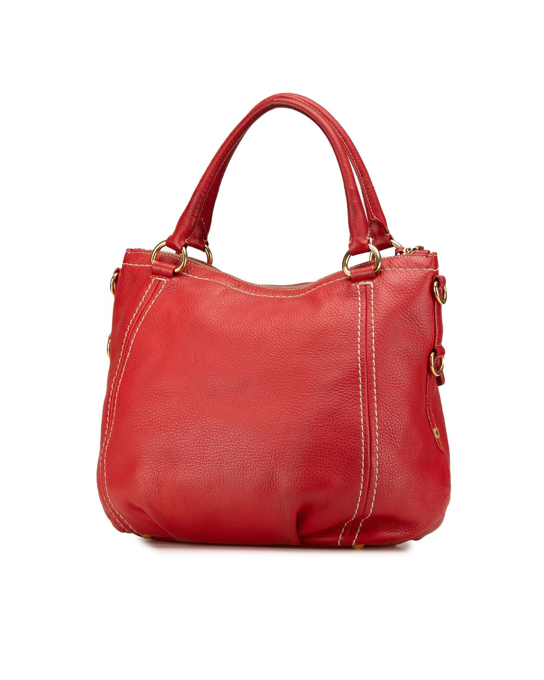 Leather Convertible Tote with Zip Top and Detachable Strap