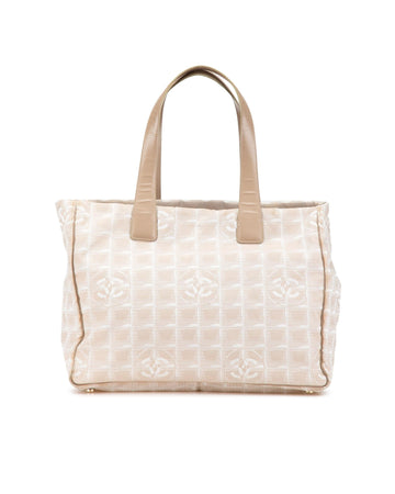 Nylon Tote Bag with Leather Trim and Zip Closure