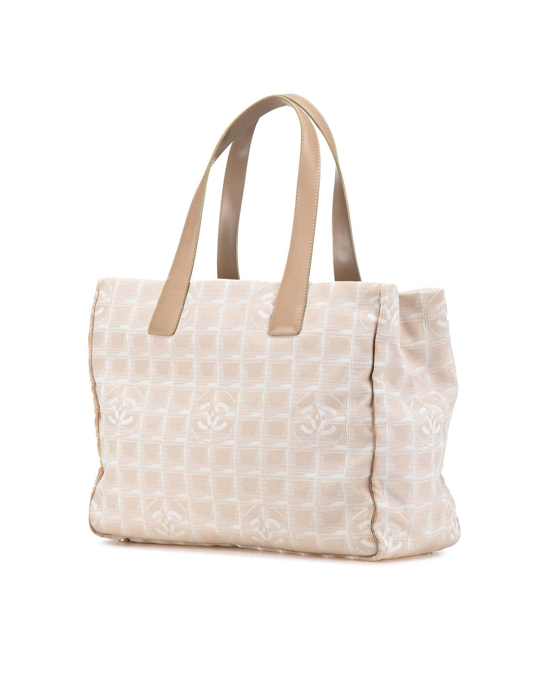 Nylon Tote Bag with Leather Trim and Zip Closure