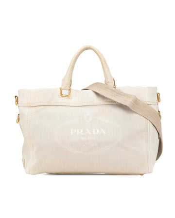 Denim Canapa Logo Satchel with Detachable Shoulder Strap