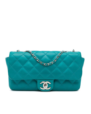 Quilted Lambskin Flap Bag with Chain Strap and Twist Lock