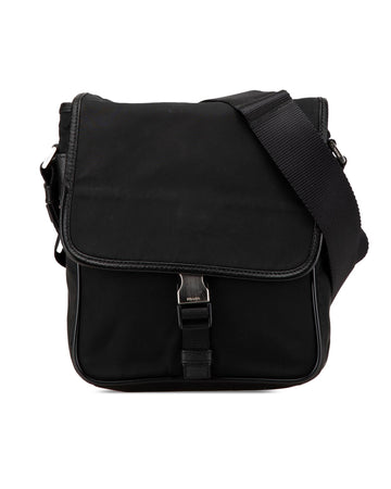 Nylon and Leather Trim Buckle Messenger Bag