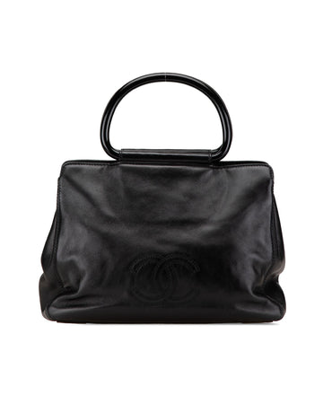 Lambskin Tote with Tortoise Shell Handles and Interior Zip Pockets