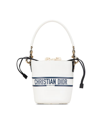 Small Leather Drawstring Bucket Bag with Detachable Strap