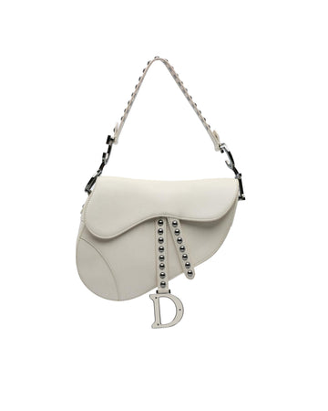 Studded Leather Saddle Bag with CD Hardware and D Charm