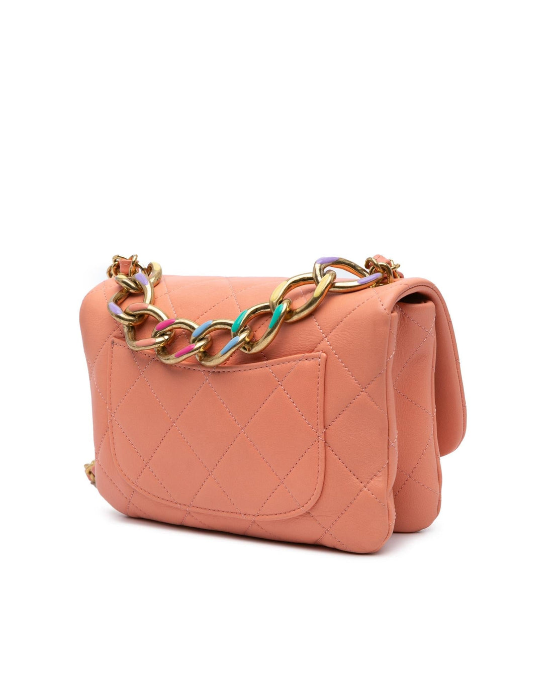 Small Quilted Lambskin Flap Satchel with Chain Link Handle