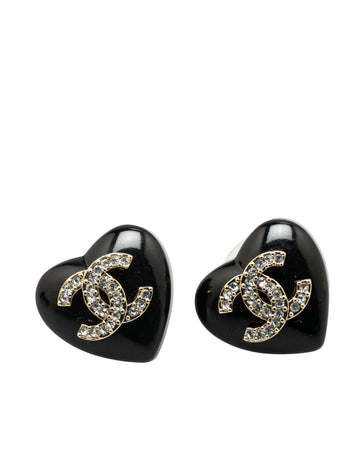 Resin Rhinestone Heart Push Back Earrings