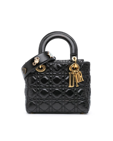 Small Crinkled Patent Leather Handbag with Detachable Strap