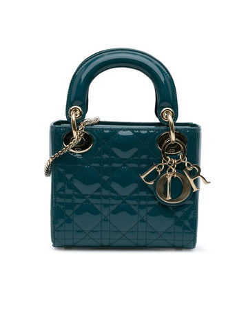 Mini Patent Cannage Quilt Leather Bag with Detachable Chain Strap