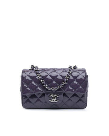 Mini Rectangular Patent Leather Single Flap Bag with Chain Strap