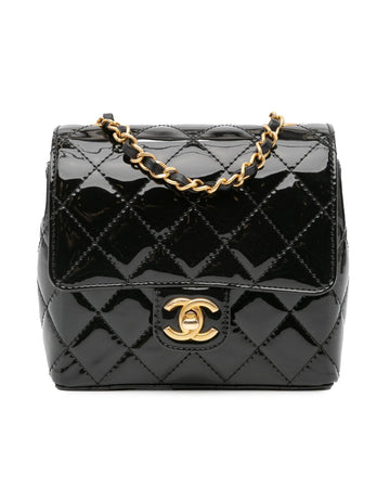 Mini Square Classic Patent Single Flap Bag