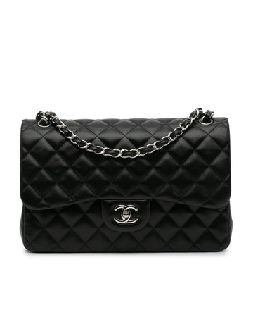 Jumbo Classic Double Flap Quilted Lambskin Leather Shoulder Bag