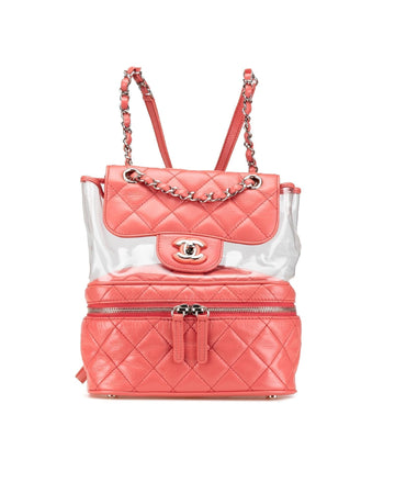 Quilted Lambskin and PVC Backpack with Chain Straps