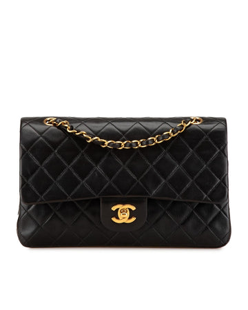 Medium Classic Lambskin Double Flap Shoulder Bag with Chain Straps