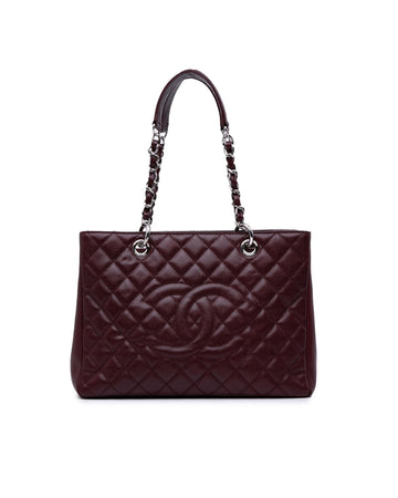 Quilted Leather Grand Shopping Tote with Chain Straps and Zip Closure