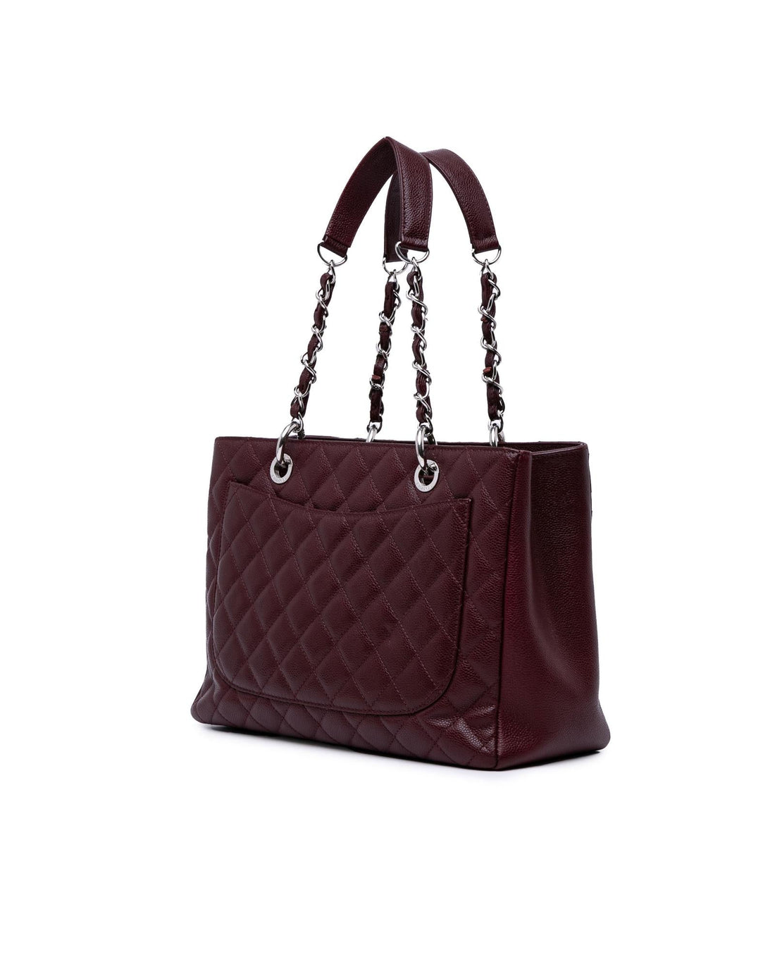 Quilted Leather Grand Shopping Tote with Chain Straps and Zip Closure