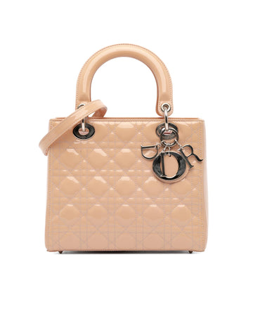 Medium Patent Quilted Leather Bag with Detachable Strap