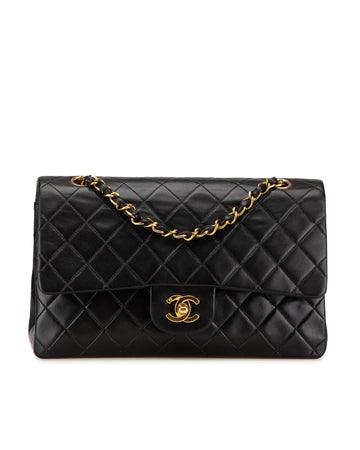 Quilted Lambskin Double Flap Shoulder Bag with Chain Straps and Twist Lock