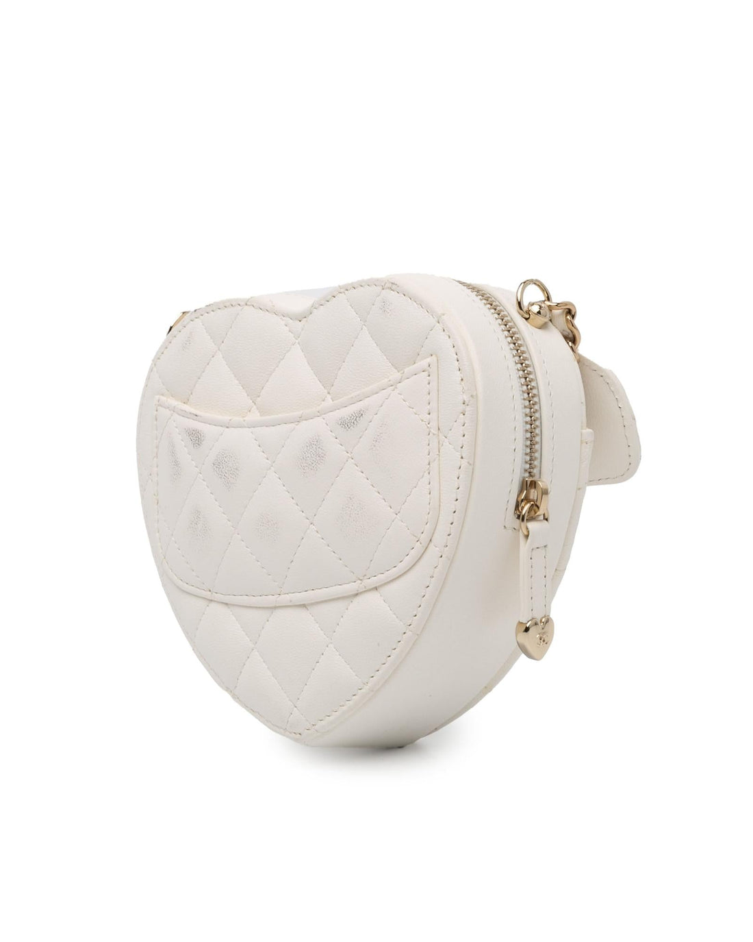 Mini Lambskin Quilted Heart Crossbody Bag with Chain Strap