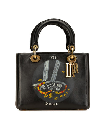 Medium Calfskin Death Tarot Card Lady Dior with Detachable Strap and Interior Pockets