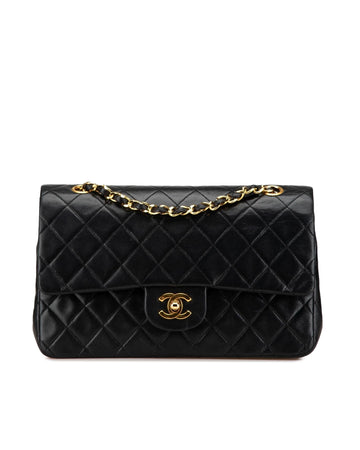 Medium Classic Quilted Lambskin Double Flap Shoulder Bag with Chain Straps and Twist Lock Closure