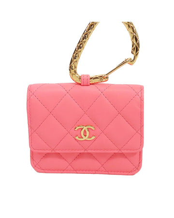 Quilted Lambskin Leather Hook Card Holder