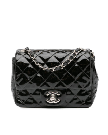 Mini Square Classic Patent Single Flap Bag