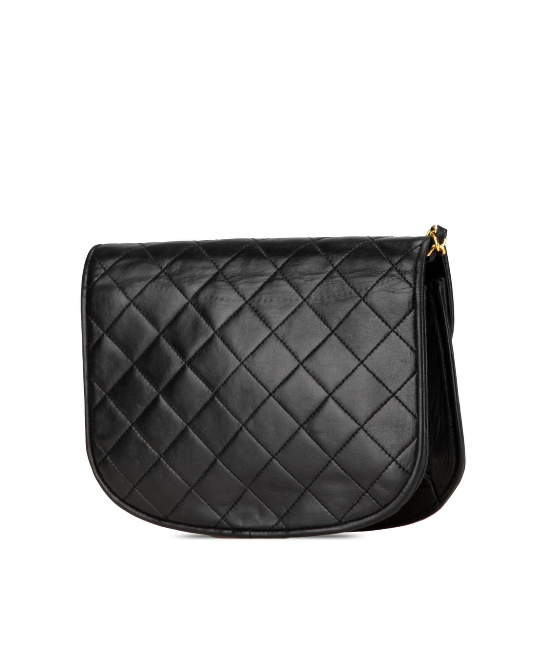 Quilted Lambskin Leather Crossbody Bag with Chain Strap and CC Front Flap