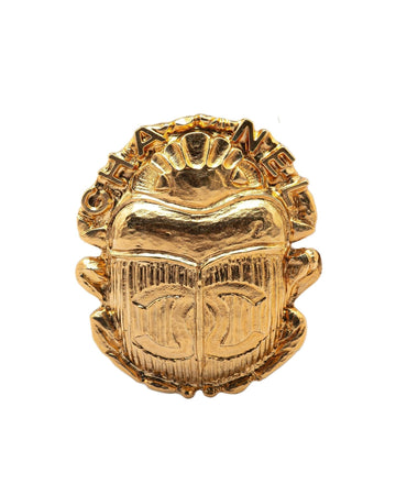 Gold Plated Beetle Brooch with Back Pin Closure