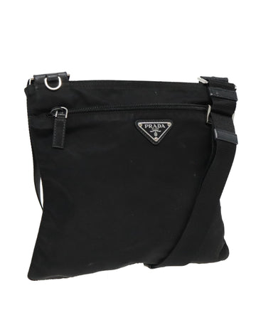Nylon Shoulder Bag with Silver Accents