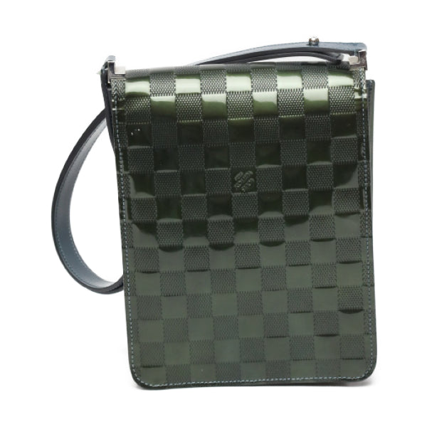 LOUIS VUITTON Shoulder Bag M92128 Patent leather green club handbag Damier Vernis Petrol blue Women Used