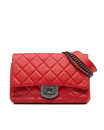 Small Quilted Goatskin Double Carry Waist Chain Flap Bag