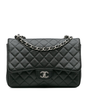 Jumbo Classic Caviar Single Flap Leather Shoulder Bag