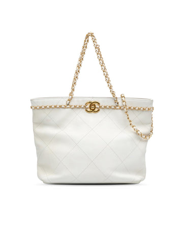 Quilted Calfskin Chain Shopping Tote with CC Lock
