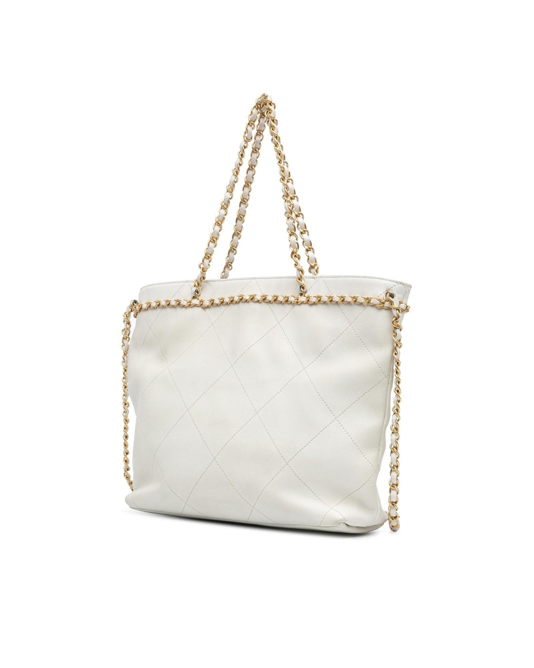 Quilted Calfskin Chain Shopping Tote with CC Lock