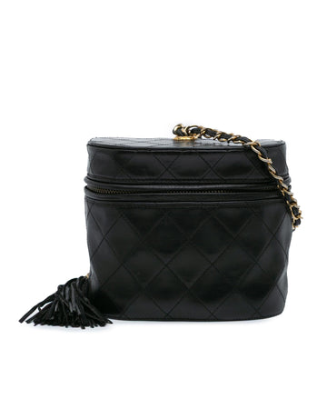 Quilted Lambskin Tassel Vanity Bag with Chain Strap