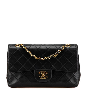 Quilted Lambskin Double Flap Shoulder Bag with Chain Straps
