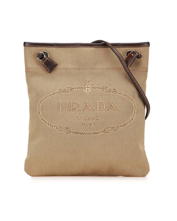 Canvas Canapa Logo Crossbody Bag with Leather Trim and Adjustable Strap