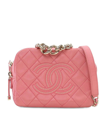 Quilted Lambskin Studded Camera Bag with Chain Strap