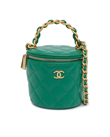 Quilted Lambskin Vanity Case with Chain and Interior Mirror