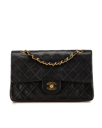 Quilted Lambskin Leather Double Flap Shoulder Bag