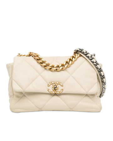 Quilted Lambskin Leather Flap Bag with Gold-Tone Chain Handle