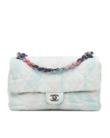 Quilted Denim Jungle Jeans with Chain Strap and CC Turn Lock