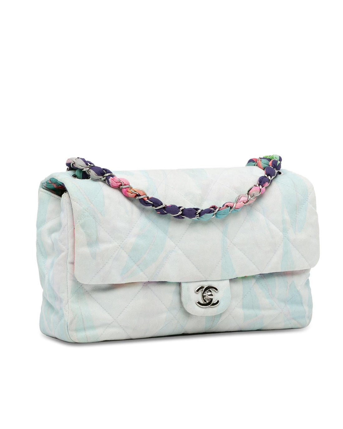 Quilted Denim Jungle Jeans with Chain Strap and CC Turn Lock