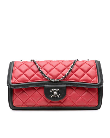 Medium Quilted Grosgrain Trim Flap Bag with Chain-Link Straps