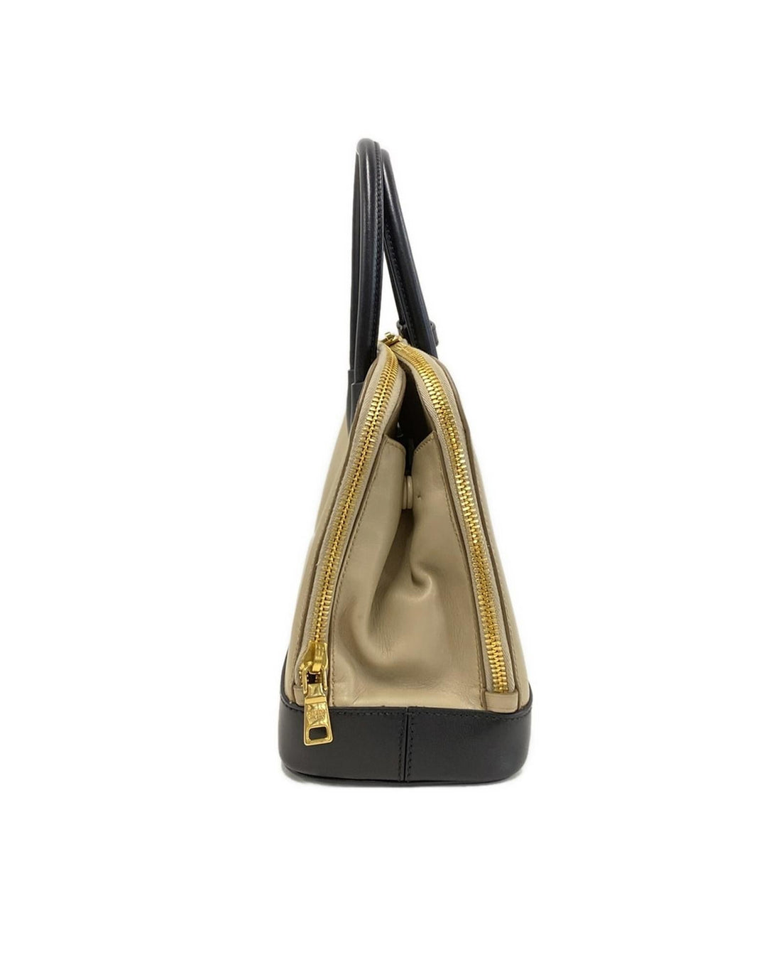 Bicolor Soft Calf Double Zip Dome Satchel with Detachable Strap